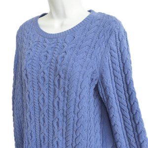 J. Jill Chenille 3D Cable Knit Sweater Tunic Pullover Swing Crew Neck A Line M